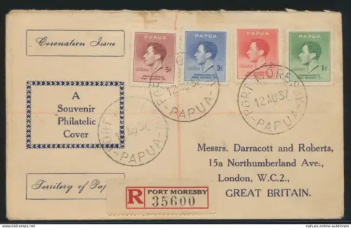 Papua R Brief Port Moresby registired cover with King Georg
