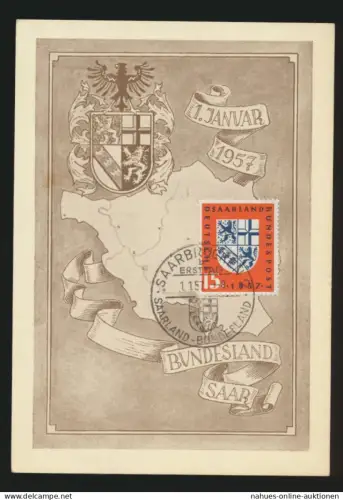 Saarland Brief 379 Eingliederung in die BRD auf toller Anlasskarte