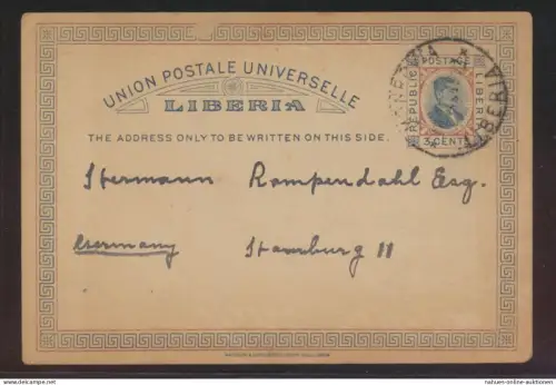 Liberia Afrika Ganzsache 3c Generalpostmeister Wiles Liberia postal stationery