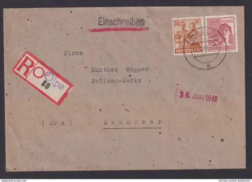 All. Besetzung R Brief mit MIF 60 Pfg. Arbeiter und Not R-Zettel Olpe n Hannover