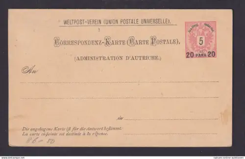 Österreich Österr. Post Levante P 8 II A Antwortkarte