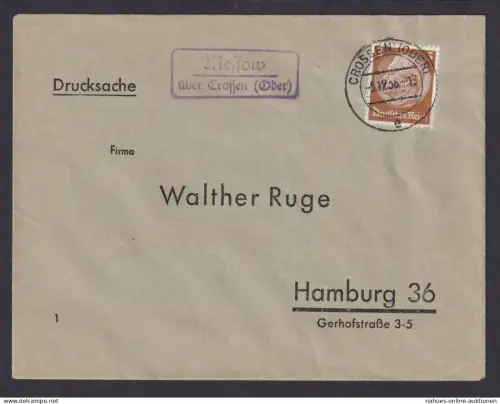 Messow über Crossen Oder Land Brandenburg Deutsches Reich Brief Landpoststempel