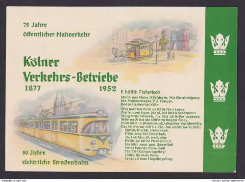 Bund Transport Verkehr Köln Verkehrsbetriebe 50 Jahre Straßenbahn + Mona Lisa