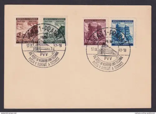 Böhmen Mähren Prag Karte SST Post in Verkehr und Technik