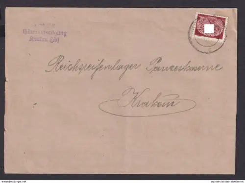 Besetzung Polen Generalgouvernement Brief Krakau Ostbahn Güterabfertigung