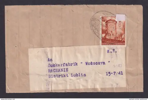 Besetzung Polen Generalgouvernement Brief Cholm Rachanie Lublin Bahnpost