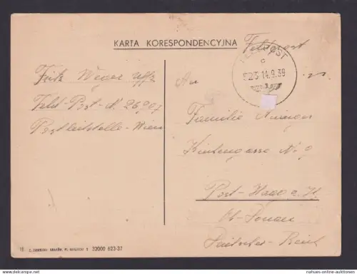 Besetzung Polen Generalgouvernement Postkarte Haag a.A. Österreich Feldpost K1
