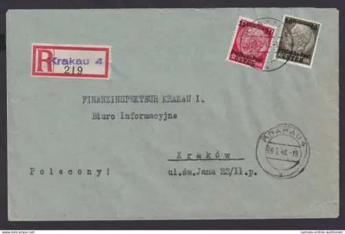 Besetzung Polen Generalgouvernement R Brief Krakow Krakau Ortsbrief Not R Zettel