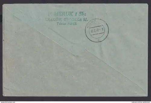 Besetzung Polen Generalgouvernement R Brief Krakow Krakau Ortsbrief Not R Zettel