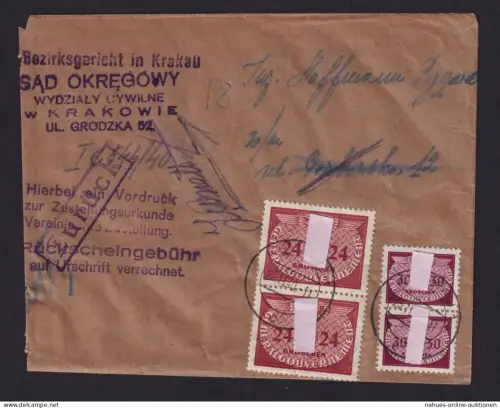 Besetzung Polen Generalgouvernement Brief Sad Okregowy Krakau inter. Dienstbrief