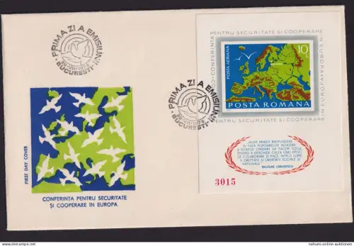Rumänien Brief Block 125 Europa KSZE FDC 30.7.1975 Kat.-Wert 80,00 €