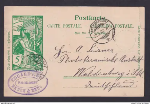 Autograph Autogramm Bildhauer Eduard Kern Schweiz Ambulant Waldenburg Schlesien