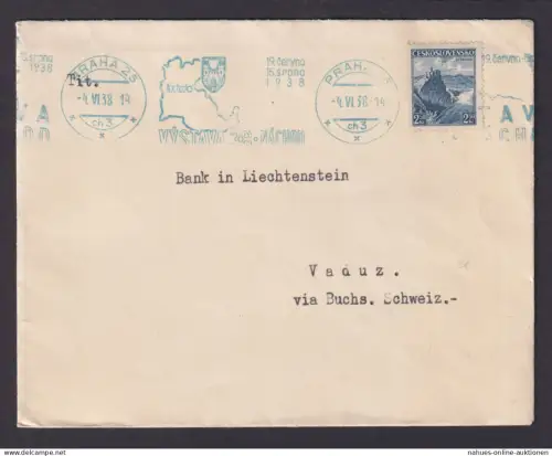 Europa Tschechoslowakei mit blauem Masch.St. Prag 25 mit Wappen 4.6.1938