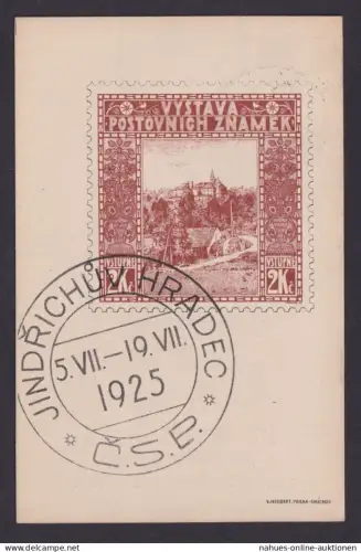 Tschechien Jindřichův Hradec Sonderkarte Philatelie Abbildung Briefmarke 1925