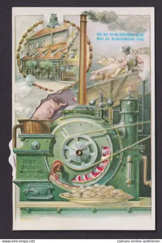 Ansichtskarte Stuttgart Drehkarte mechanische Karte Bratwurstglöcklein