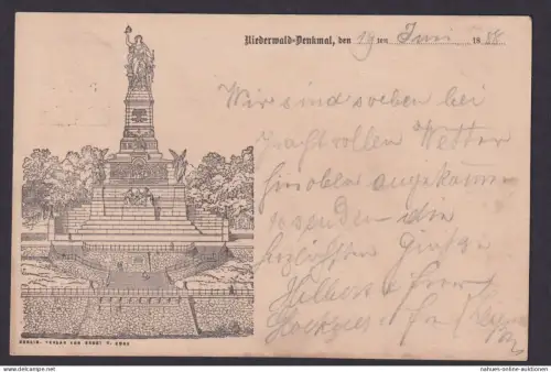 Vorläufer Ansichtskarte Niederwald Denkmal Rüdesheim Rhein sehr frühe Karte 1888