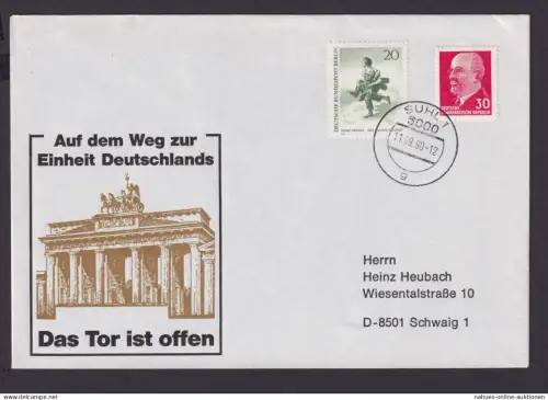 Briefmarken DDR Brief Einheit Deutschland Berlin Brandenburger Tor ab Suhl