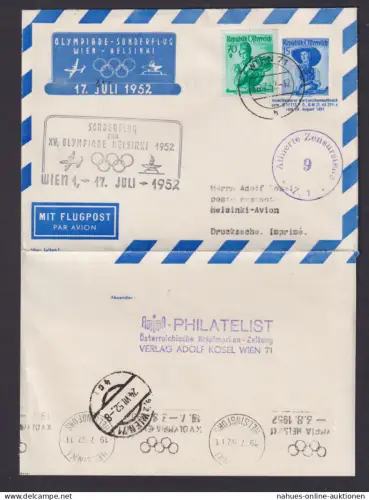 Flugpost Air mail Österreich Privatganzsache Olympia Sport Sonderflug Wien
