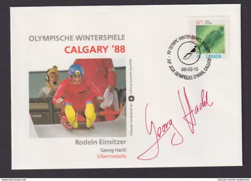 Briefmarken Sport Original Autogramm Autograph Georg Hackl Olympia Calgary 1988