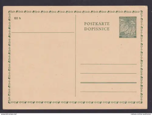 Besetzung Böhmen & Mähren Ganzsache P 1