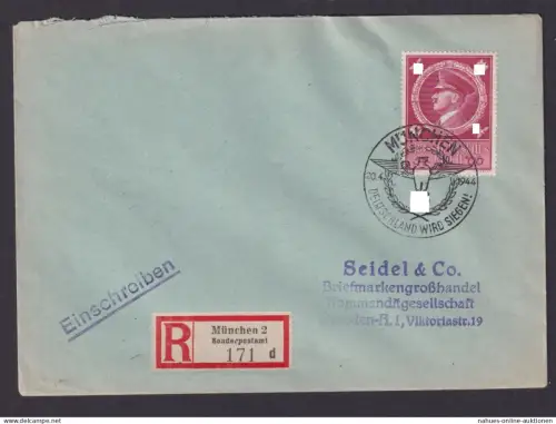 Deutsches Reich R Brief Sonder R-Zettel München 2 Sonderpostamt nach Dresden