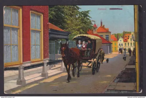 Ansichtskarte Künstlerkarte Zeeland Niederlande Strasse Pferde utsche