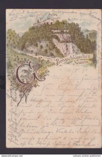 Litho Vorläufer Ansichtskarte Nossen Sachsen Bergschlösschen Künstlerkarte nach
