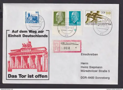 Briefmarken DDR R Brief Einheit Deutschland Berlin Brandenburger Tor Meiningen
