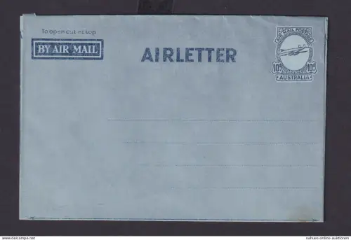 Flugpost Flugzeug Australien Übersee Ganzsache Aerogramm 10 d.