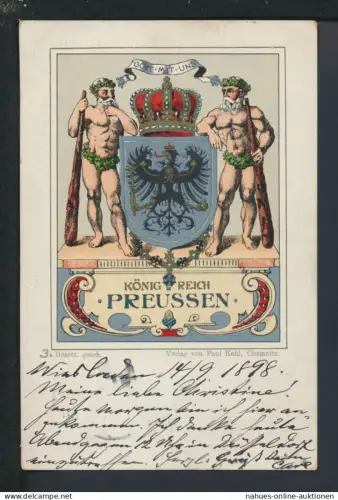 Litho Ansichtskarte Wiesbaden Hessen Königreich Preussen Adler Brustschild Hamburg