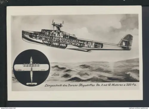 Ansichtskarte Flugpost Dornier Flugboot Großflugschiff Do X Deutsches Reich