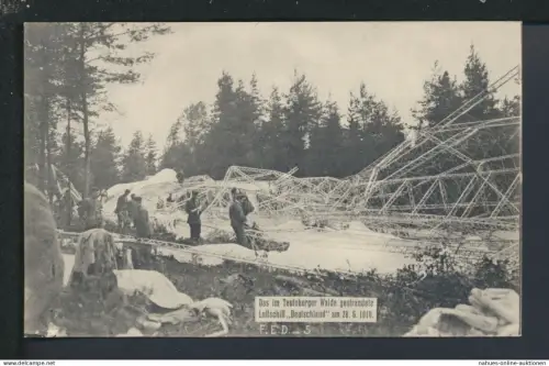 Selt. Zeppelin Ansichtskarte Detmold Lippe Teutoburger Wald Luftschiff Unglück
