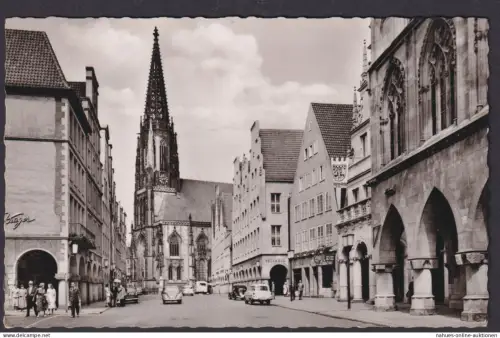 Ansichtskarte Münster Westfalen Prinzipalmarkt Lambertikirche Geschäftsstrasse