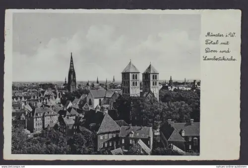 Ansichtskarte Münster Westfalen Totalansicht m. Dom Lambertikirche n. Rübenach