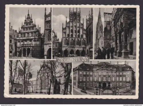 Ansichtskarte Münster Westfalen Stadtweinhaus Rathaus Lambertikirche Dom