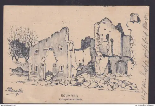 Ansichtskarte Feldpost Rouvers Frankreich Künstlerkarte Sign. Thomalla