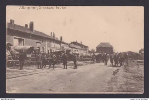 Ansichtskarte Feldpost Allamont Frankreich Strassenleben n. Lohmar b. Siegburg