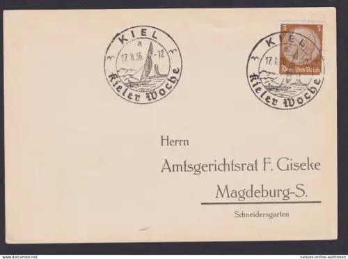Kiel Schleswig Holstein Deutsches Reich Karte SST Kieler Woche n. Magdeburg