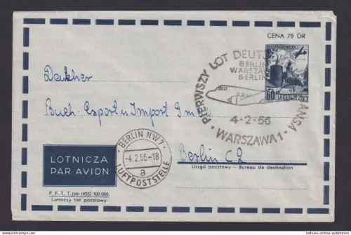 Flugpost Brief Air Mail Italien Ganzsache Aerogramm Lufthansa Warschau Berlin