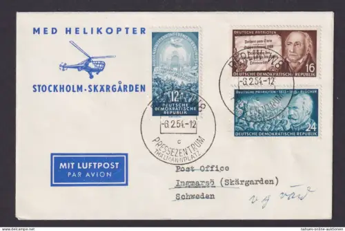 Helikopter Flugpost Brief Air Mail MED Sockhilm Skärgarden Zuleitung DDR Berlin