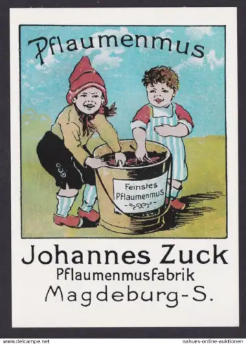 Künstler Ansichtskarte Reklame Werbung Johannes Zuck Pflaumenmusfabrik