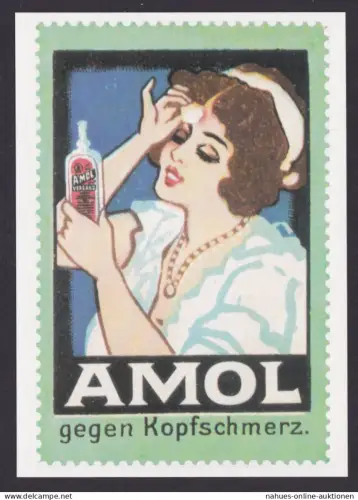 Künstler Ansichtskarte Reklame Werbung Amol geg. Kopfschmerzen Amol Werk
