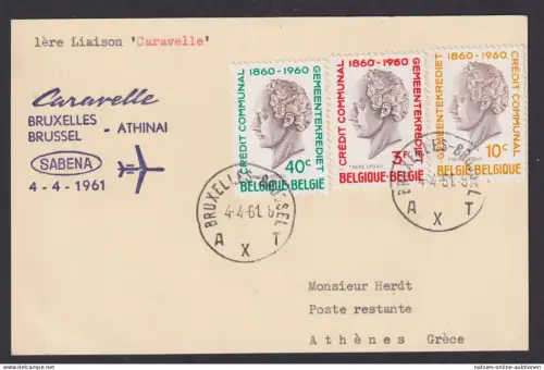 Flugpost Brief Air Mail Belgien Sabena Caravelle Brüssel Athen Griechenland
