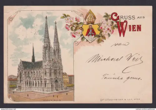 Ansichtskarte Wien Österreich Künstlerkarte Votivkirche n. Weißer Hirsch Dresden