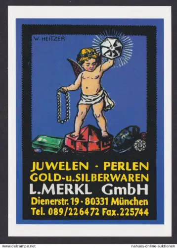 Künstler Ansichtskarte Reklame Werbung L. Merkl GmbH München Juwelen Gold Silber