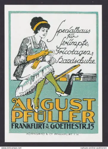 Künstler Ansichtskarte Reklame Werbung August Pfüller Frankfurt a. Main Hessen