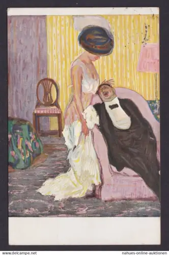 Ansichtskarte Erotik Künstlerkarte ab Dresden Sachsen n. Gablonz a. d.Neiße