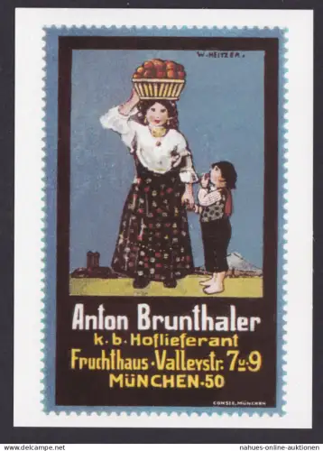 Künstler Ansichtskarte Reklame Werbung Anton Brunthaler Fruchthaus München