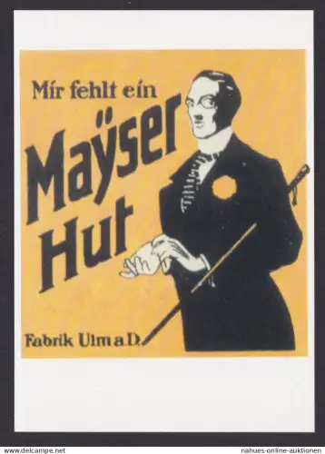 Künstler Ansichtskarte Reklame Werbung Mayser Hut München Aus der Jugendzeit der