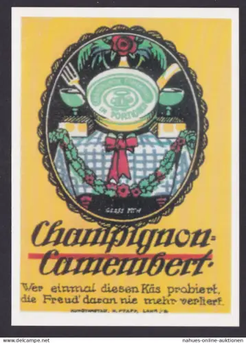 Künstler Ansichtskarte Reklame Werbung Champignon Camenbert Käserei Champignon